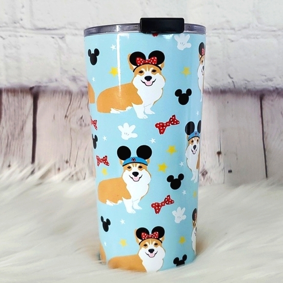 Pembroke Welsh Corgi Dog Puppy Disney Mickey Mouse Ears Stainless Steel Tumbler - Picture 9 of 15